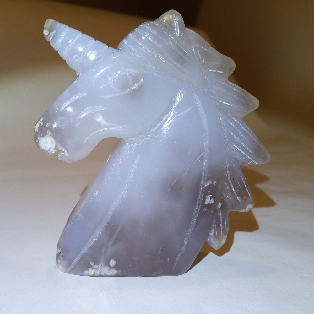 Agate Crystal Unicorn Large Carving
